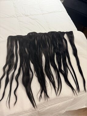 NATURALWAY Synthetic Clip in Hair Extensions 7PCS 22” 1B Black NEW Up to 300•F